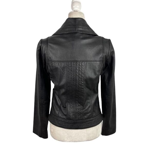 Michael Kors Missy Wing Collar Black Leather Moto Jacket Size XS $695 - Picture 10 of 16